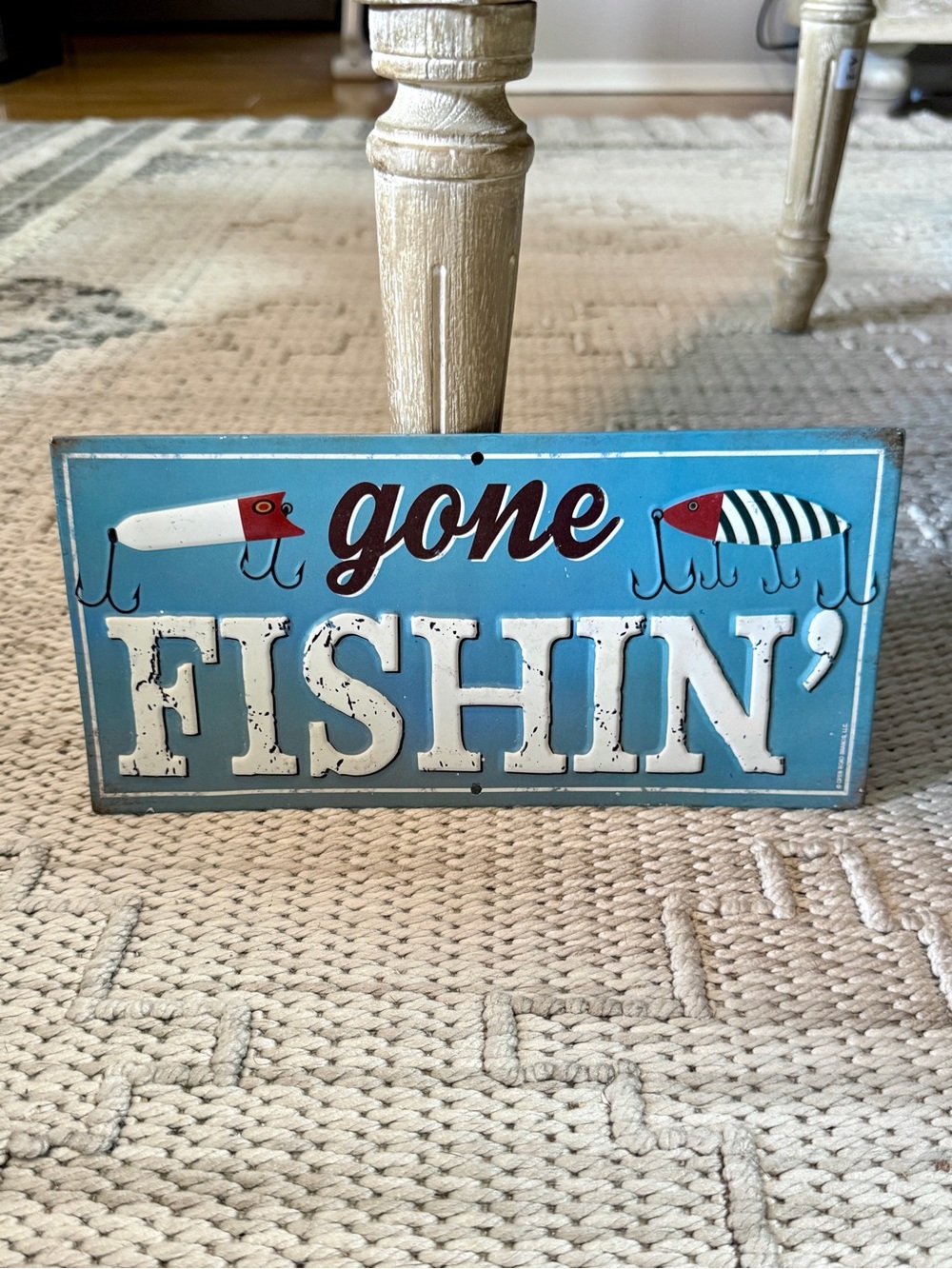 Gone Fishing Vintage License Plate Sign